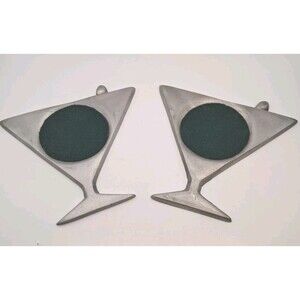 Vtg HTF Aluminum Martini Glass Shaped Coasters MCM Barware Cocktail Hour...